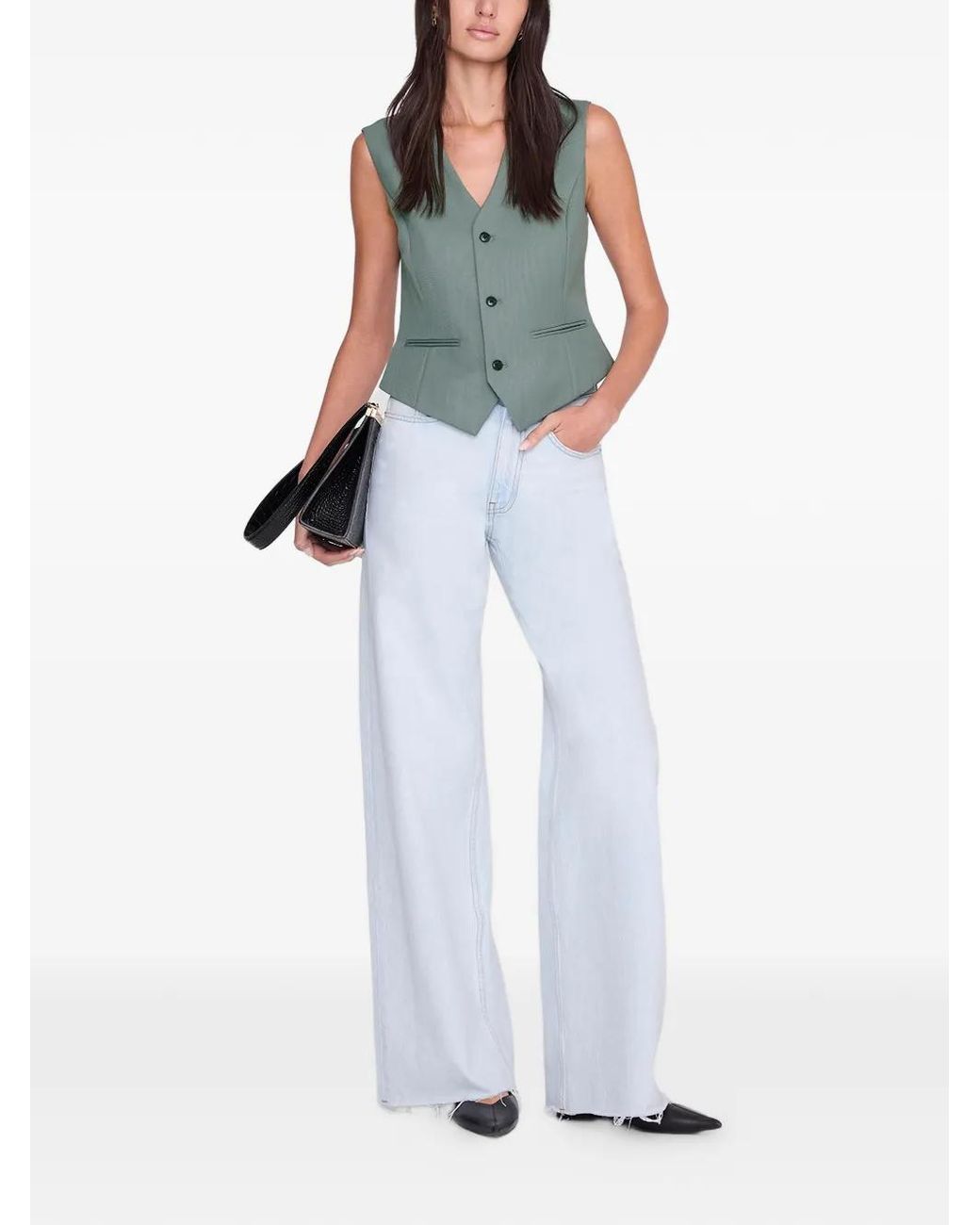 Anine Bing Blue Mario Buttoned Vest