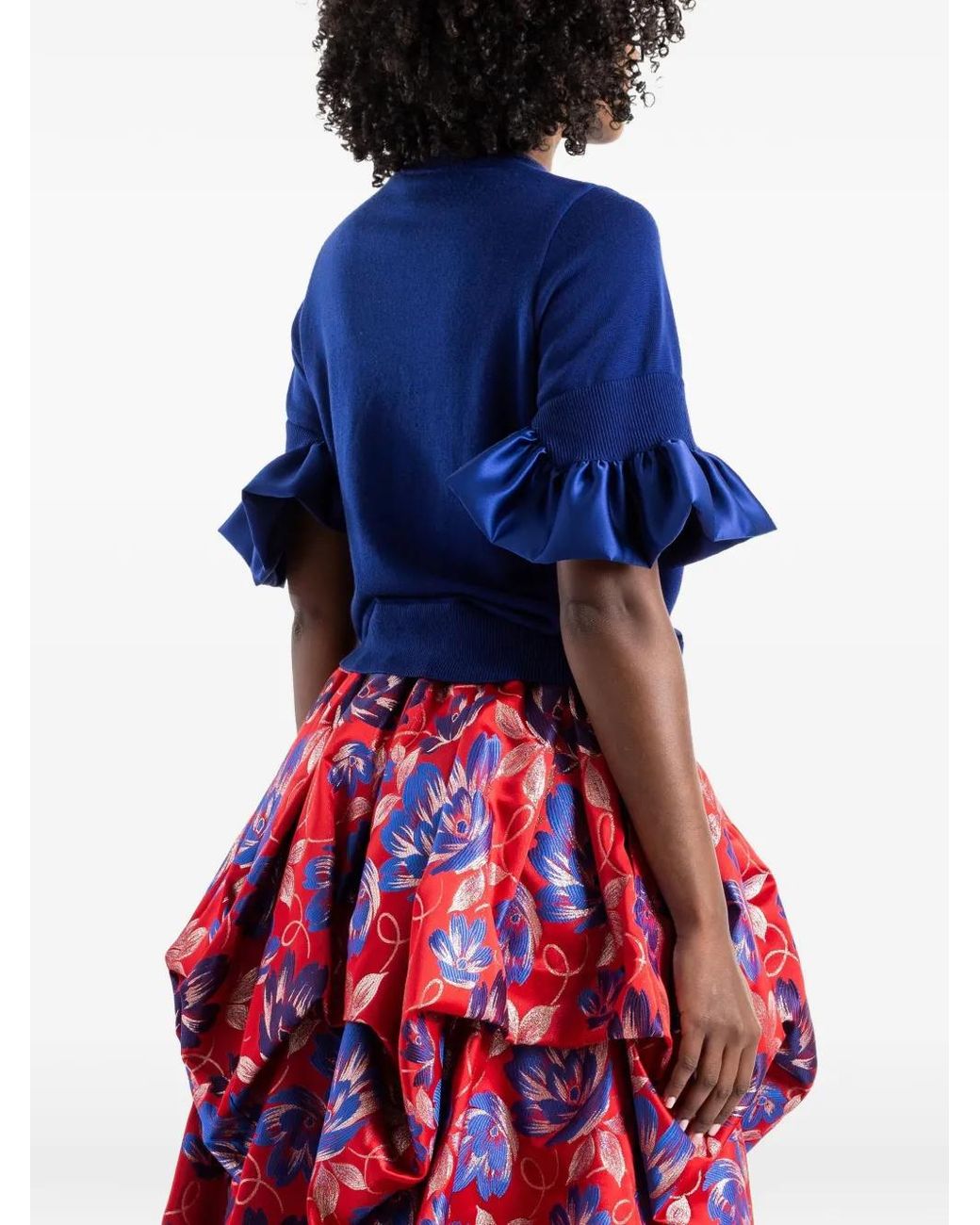 Noir Kei Ninomiya Blue Ruffle-Trim Sweater