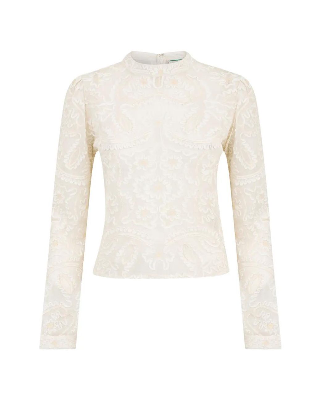 Farm Rio White Embroidered Crew-Neck Blouse