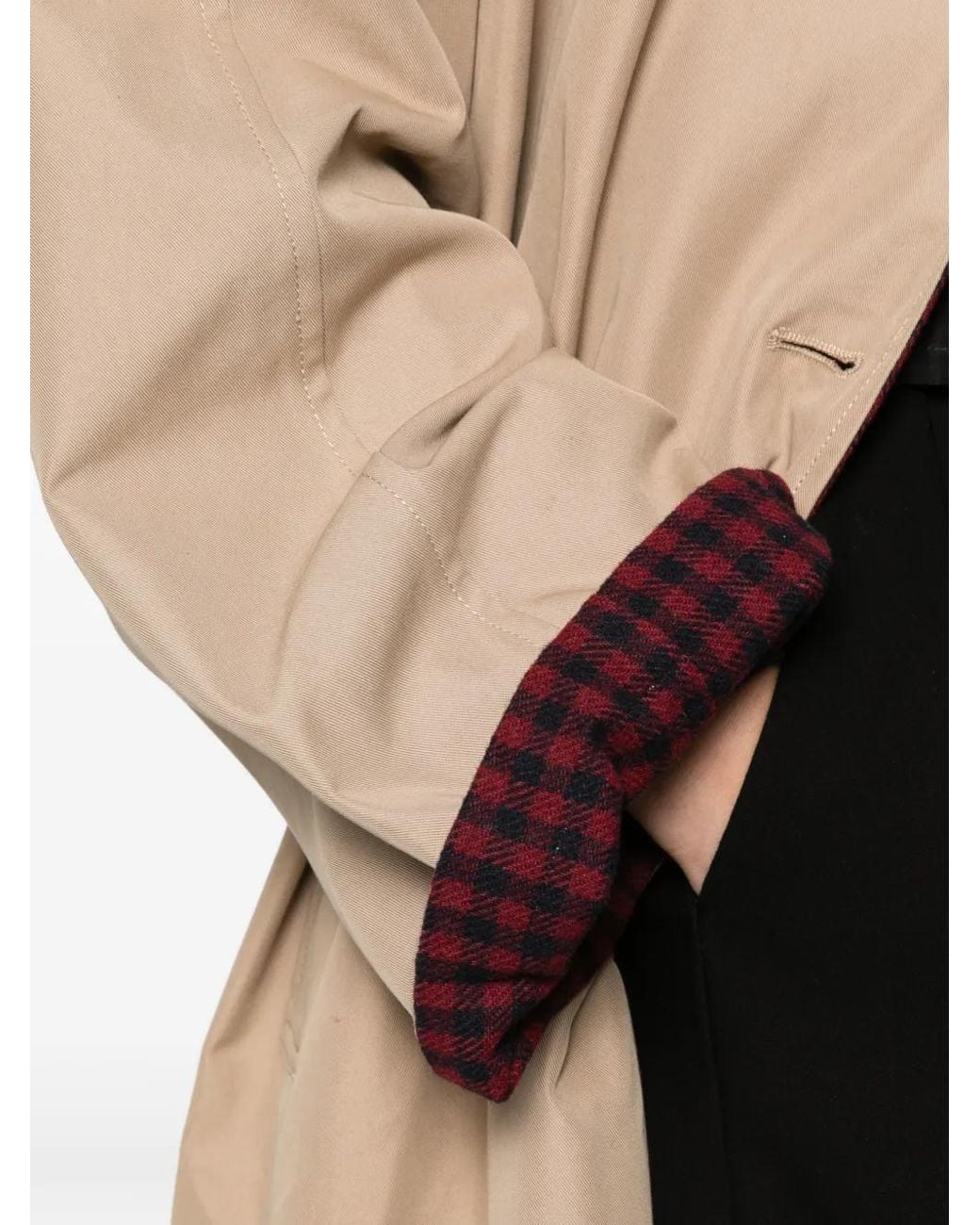 ELEH Natural Reversible Gingham-Print Coat