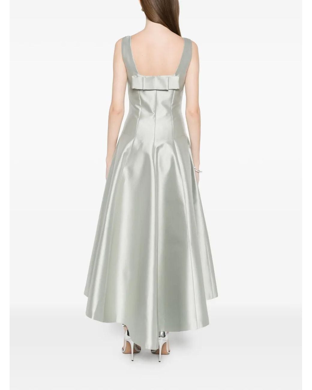 Fely Campo White Square-Neck Midi Dress