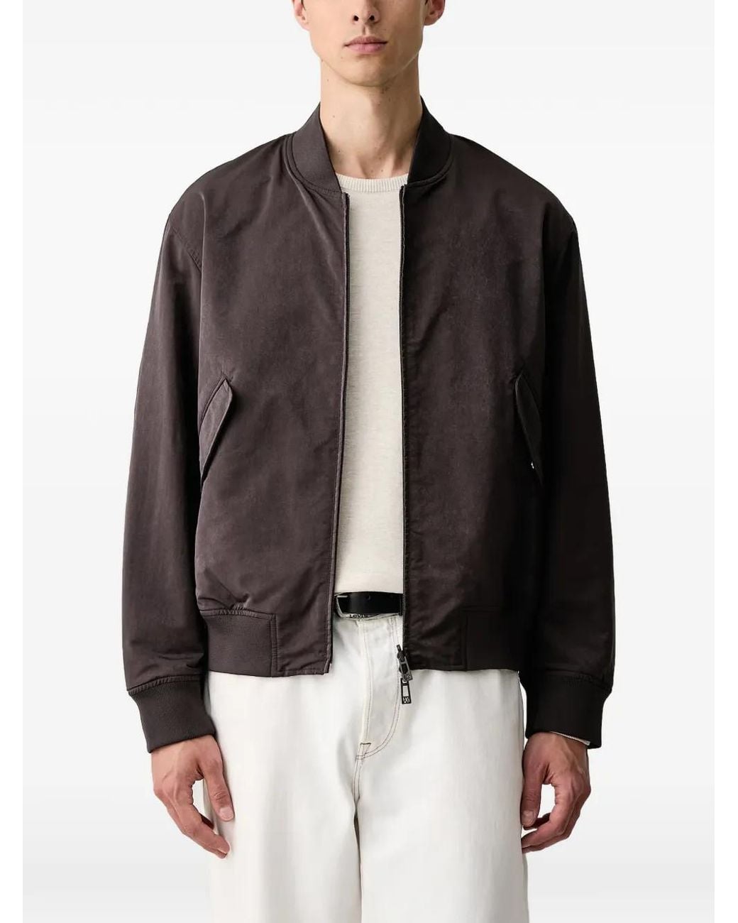 ARMANI EXCHANGE Black Logo-Embroidered Reversible Bomber Jacket for men