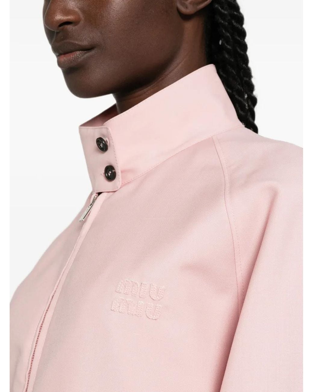 Miu Miu Pink Kid Mohair Blouson Jacket
