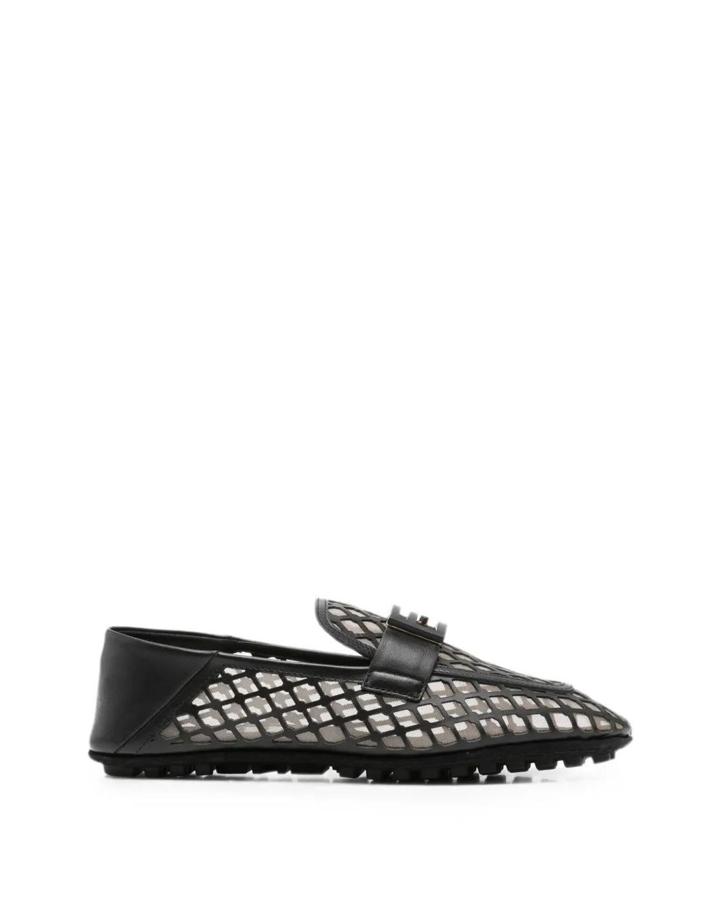 Fendi White Ballerines À Logo Ff Et Découpes