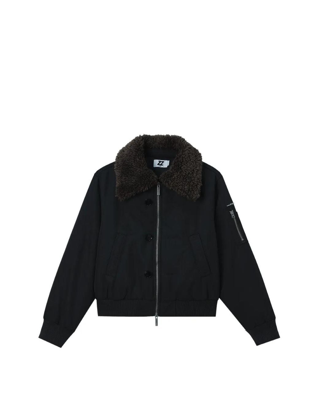 Izzue Black Faux-Fur Collar Jacket