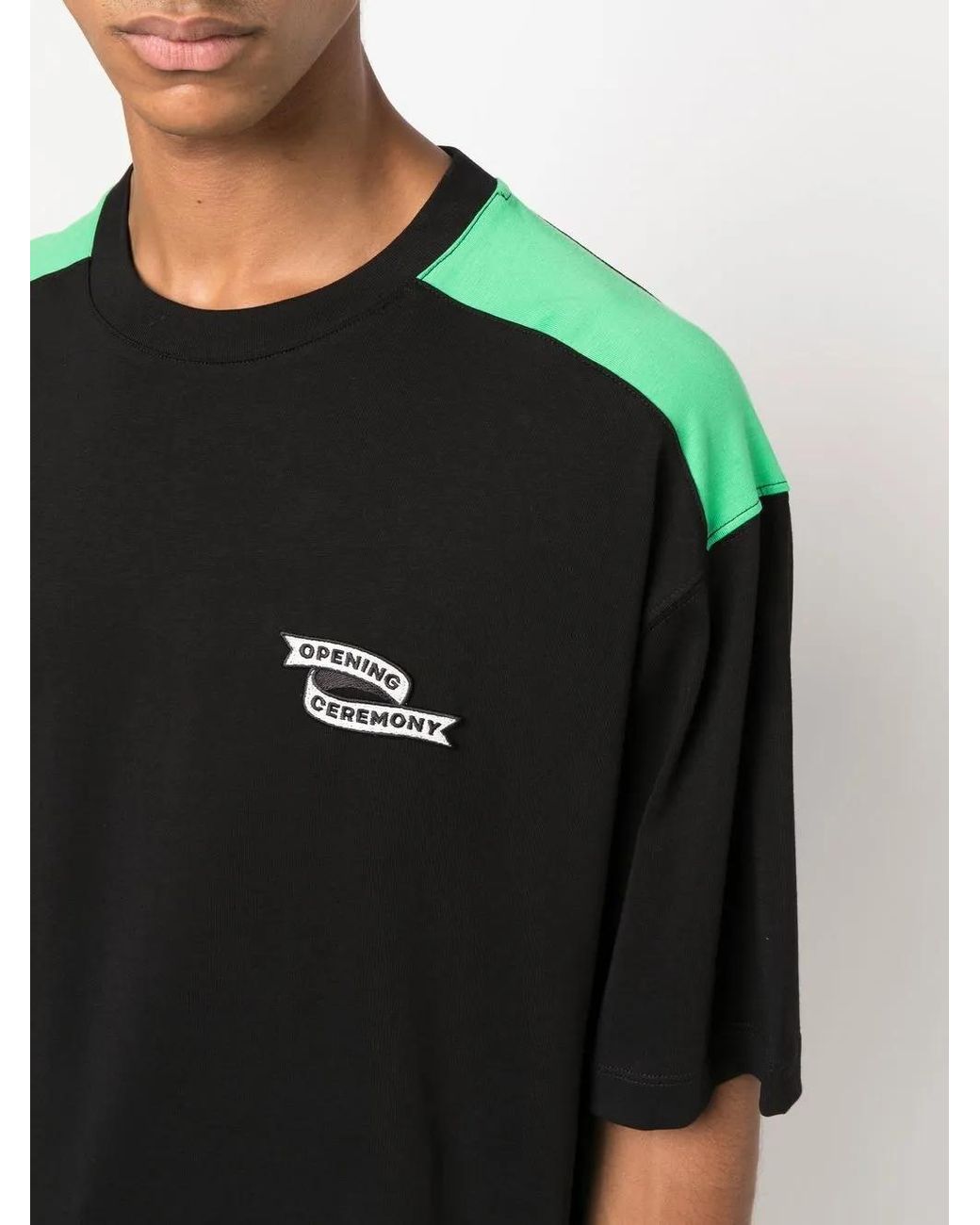 Opening Ceremony Black Colour-Block T-Shirt for men