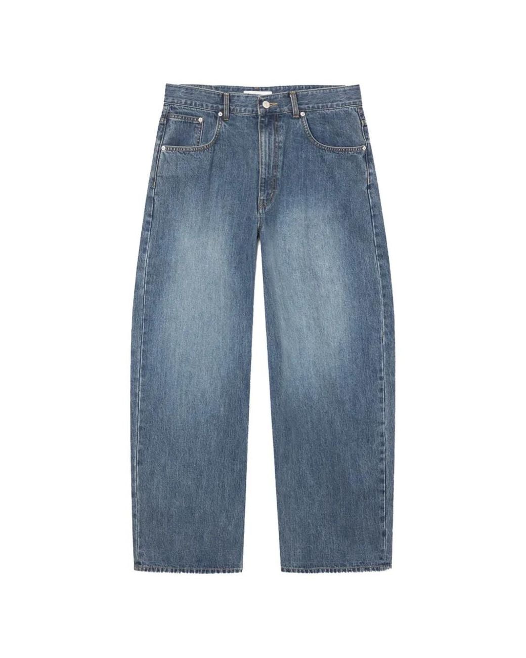 DUNST Blue Relaxed Curved Wide-Leg Jeans for men