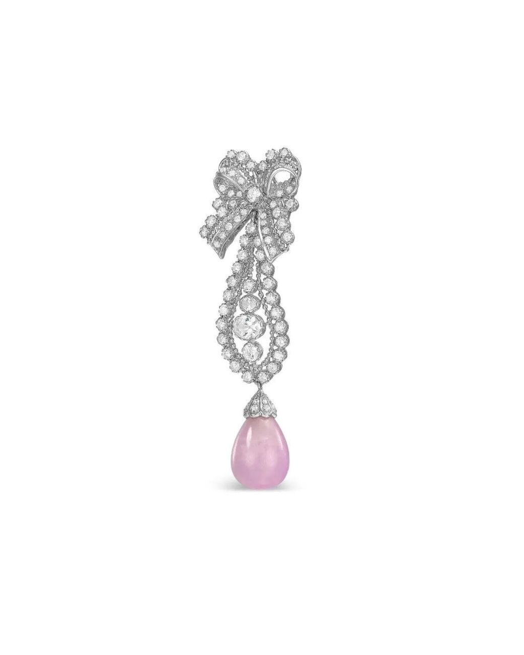 Anabela Chan White Rhodium Vermeil And 14K Dentelle Bow Kunzite And Diamond Earrings