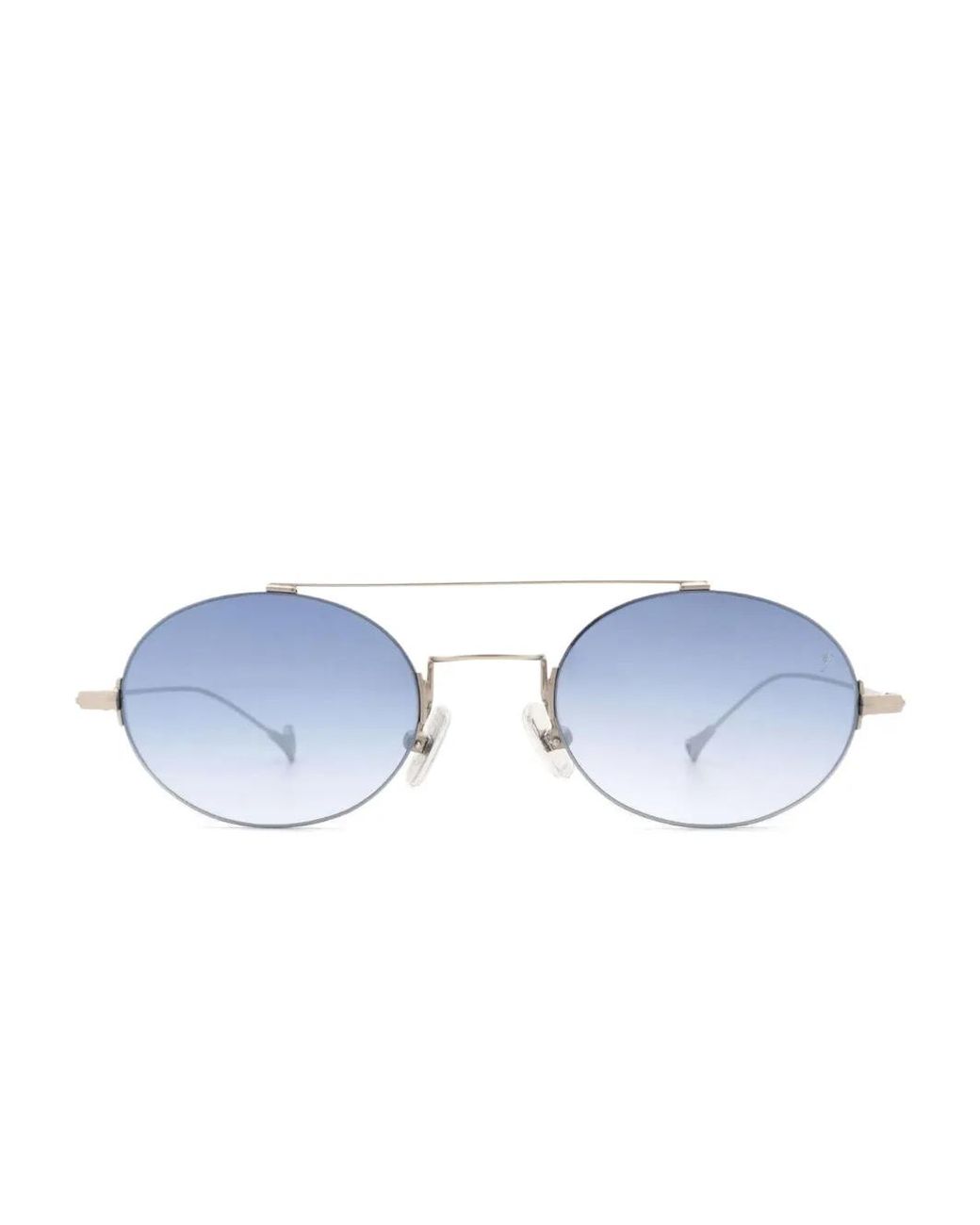 Eyepetizer Blue Round-Frame Metal Sunglasses