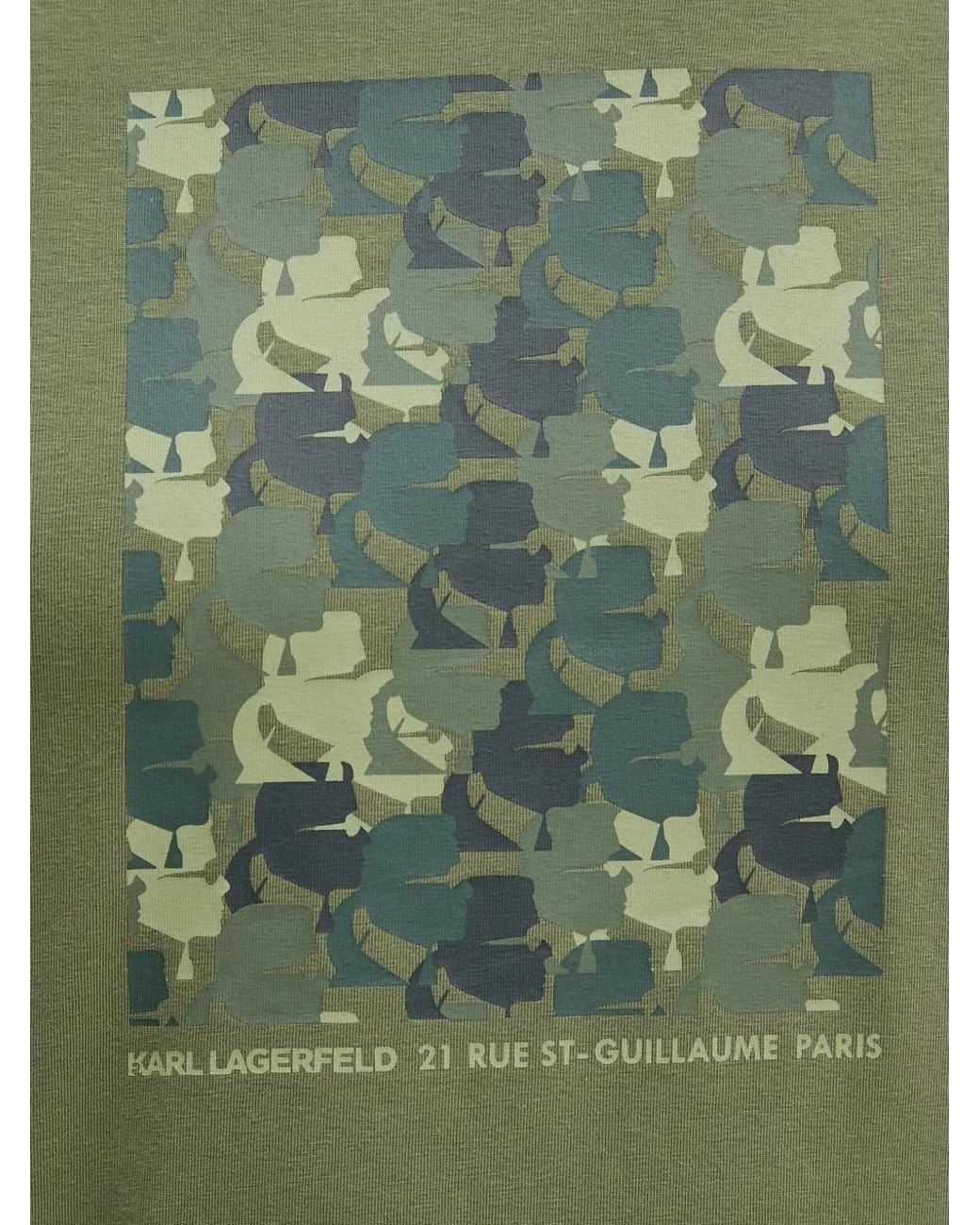Karl Lagerfeld Green Graphic-Print T-Shirt for men