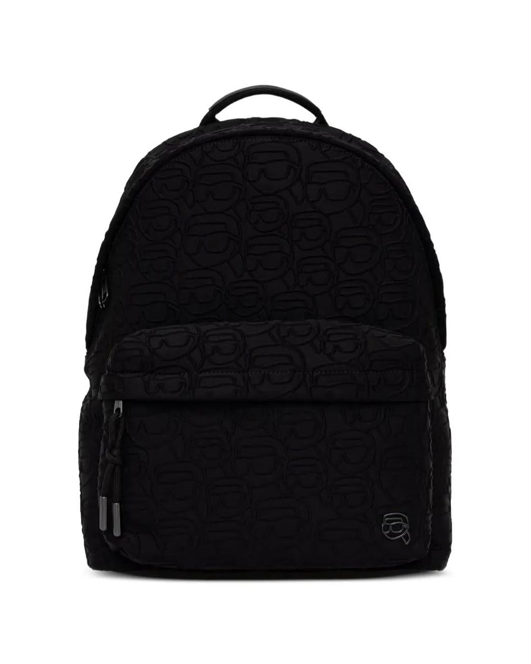 Karl Lagerfeld Black Ikonik-Monogram Backpack for men