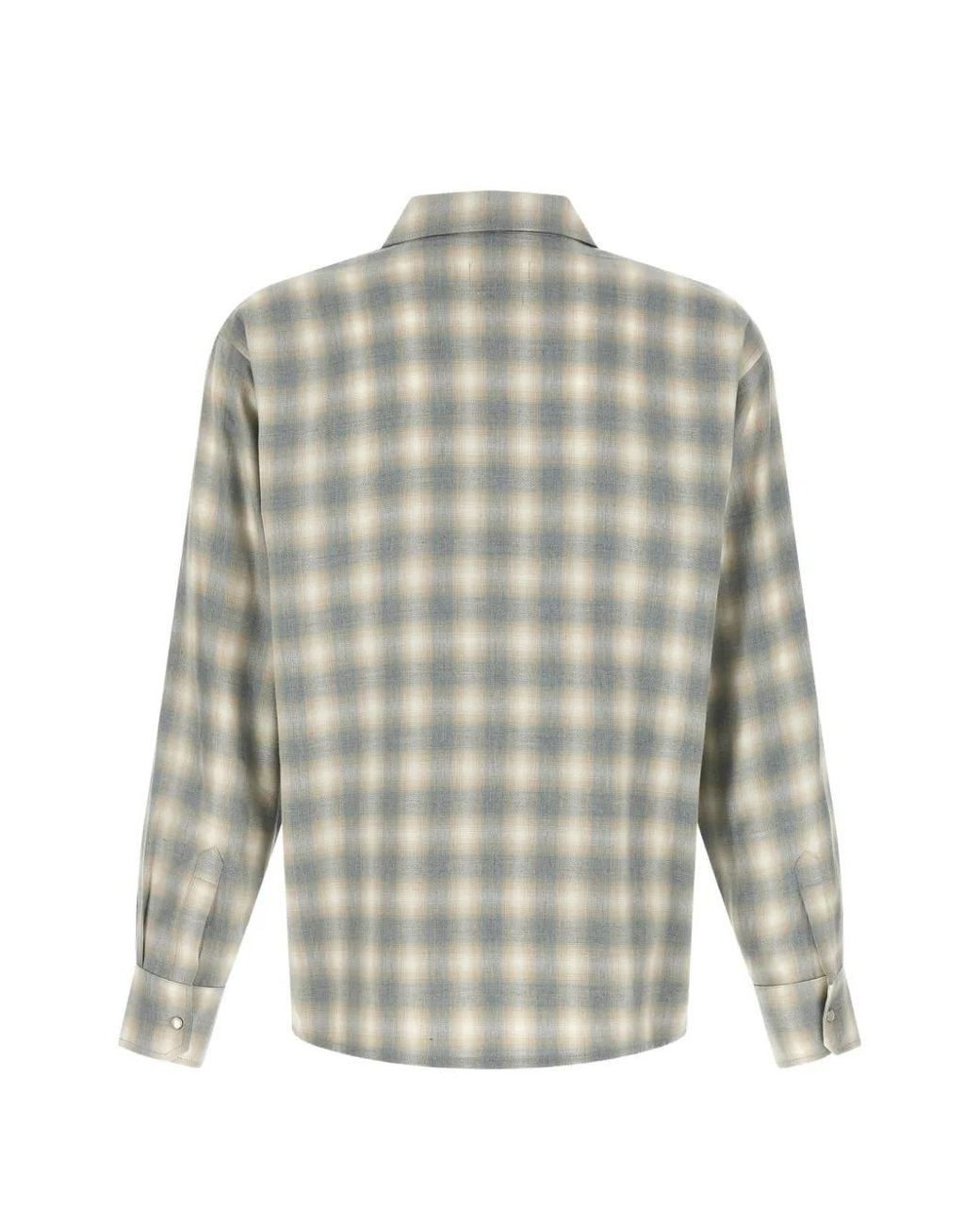 Second/Layer Gray Checked Shirt for men