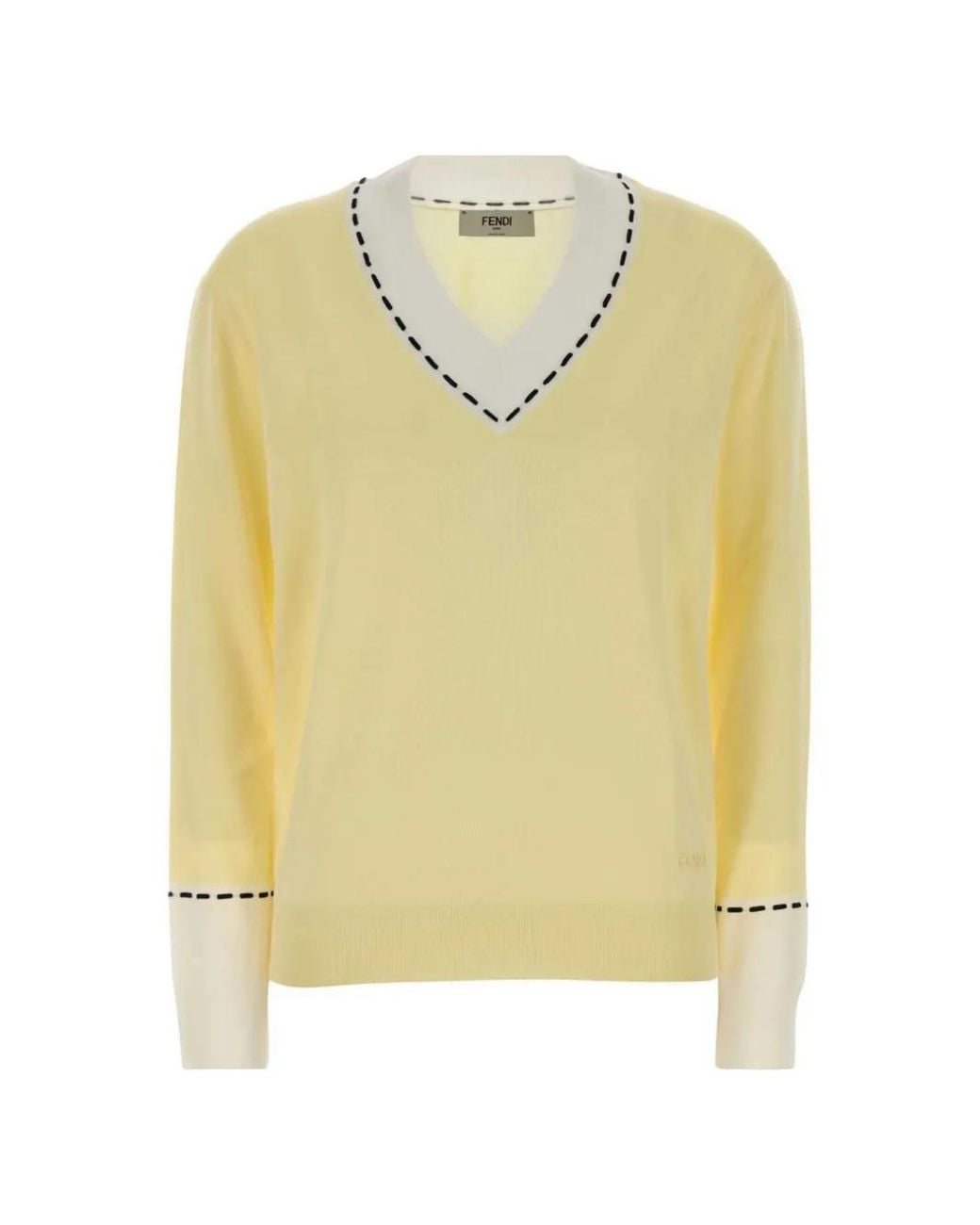 Fendi Yellow V-Neck Sweater