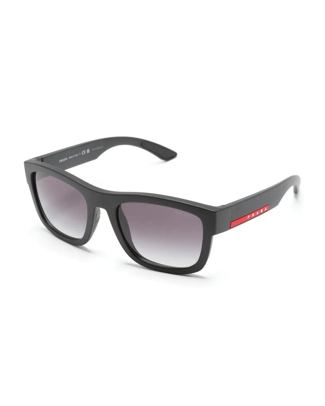 Prada Linea Rossa Black Logo-Debossed Square-Frame Sunglasses for men