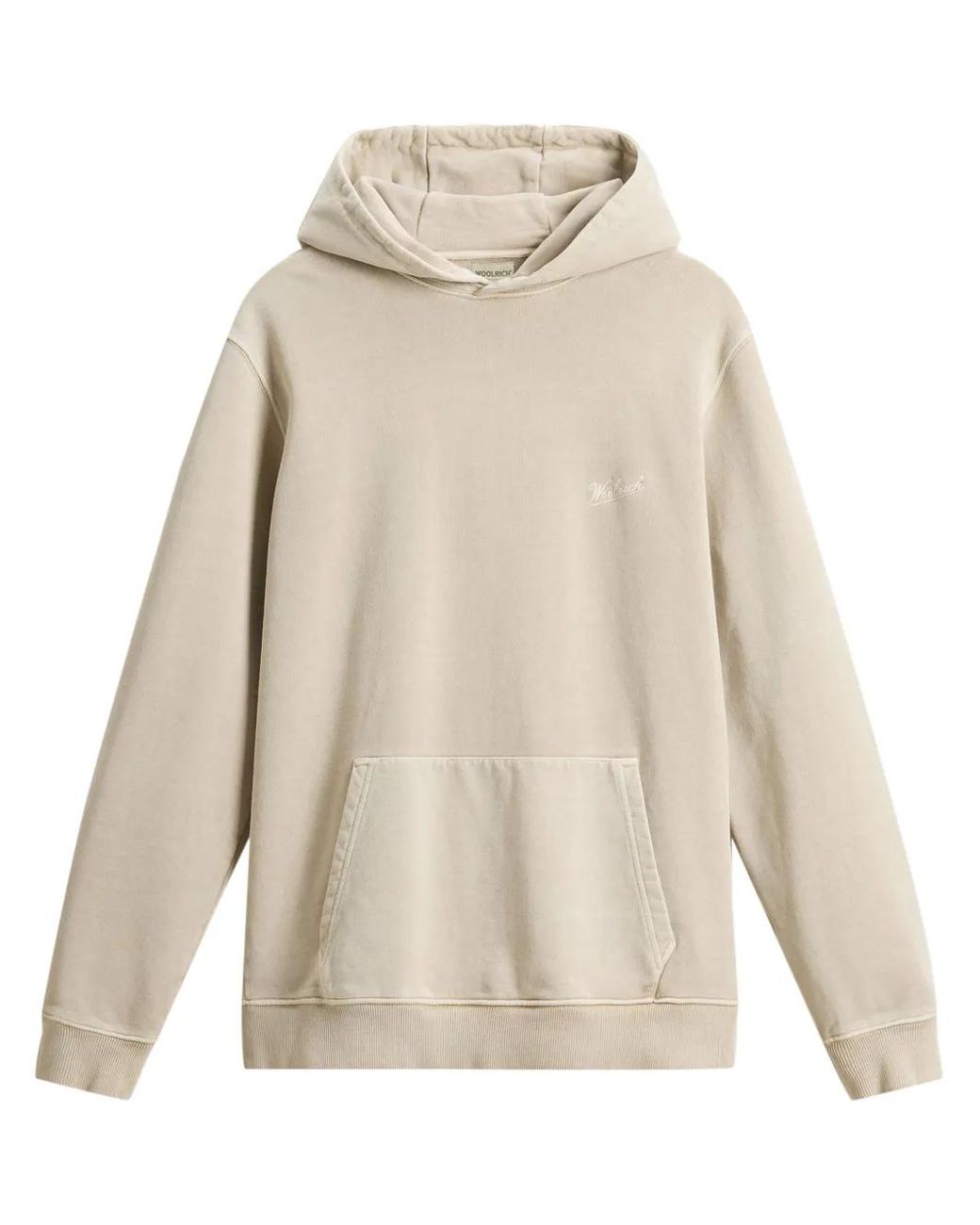 Woolrich Natural Logo-Embroidered Cotton Hoodie for men