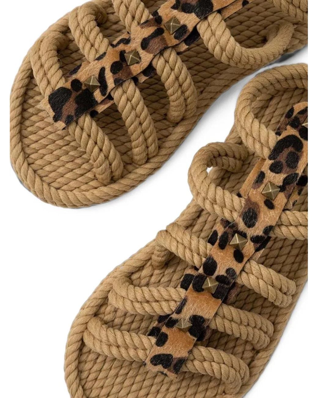 Bohonomad Brown Serengeti Leopard-Print Studded Sandals