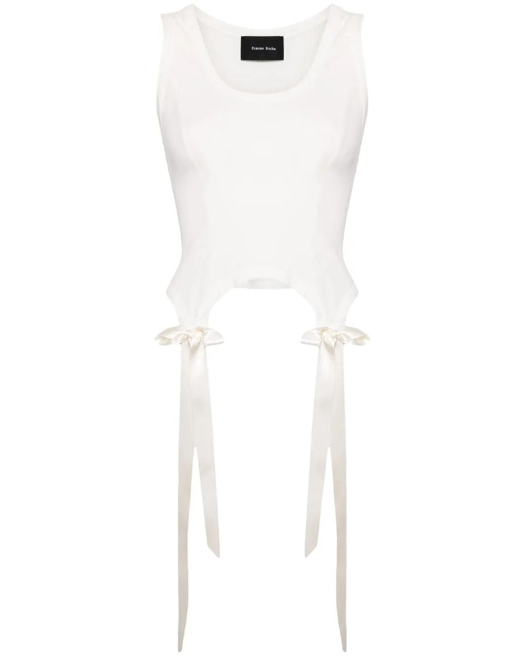 Simone Rocha White Easy Bow Tails Cotton Tank Top