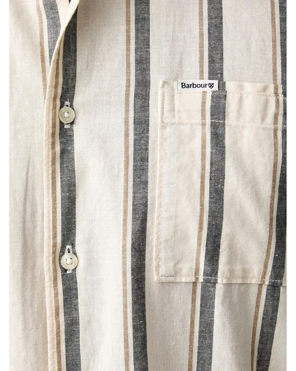 Barbour White Barkend Striped-Pattern Short-Sleeved Shirt for men
