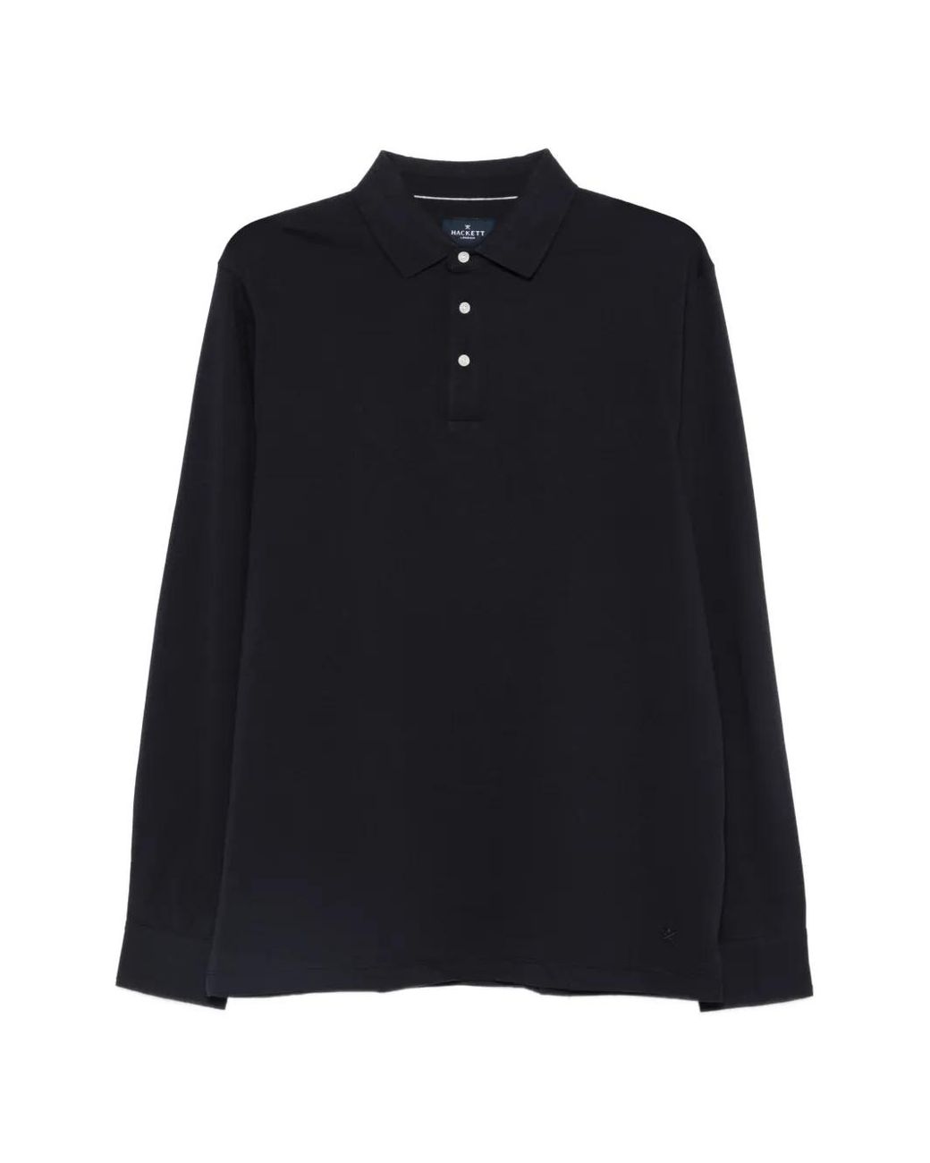 Hackett Black Long-Sleeve Embroidered Polo Shirt for men