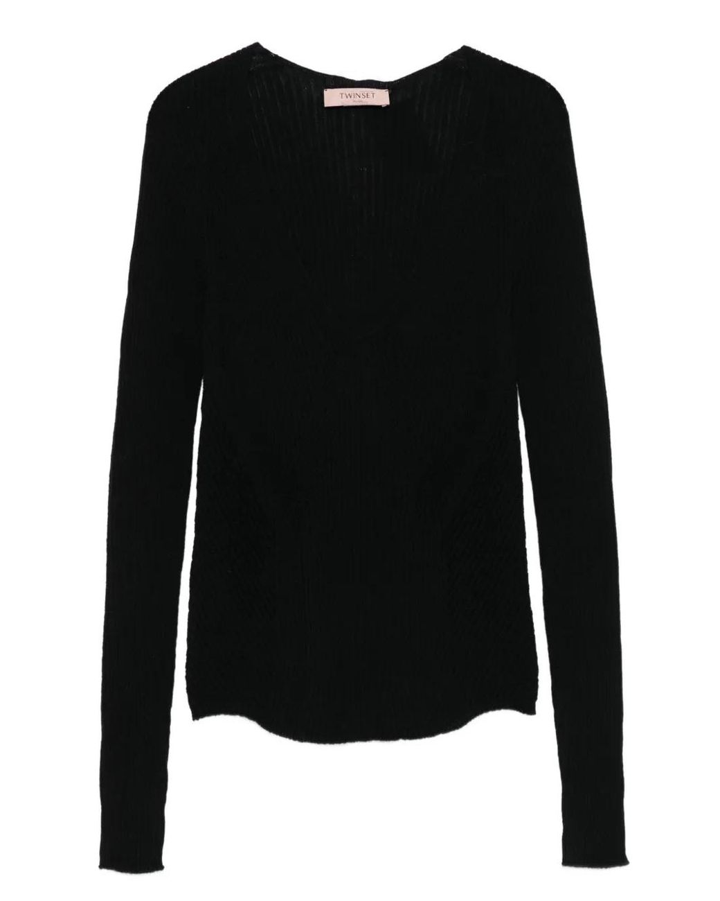 Twinset Black Ribbed V-Neck Sweater