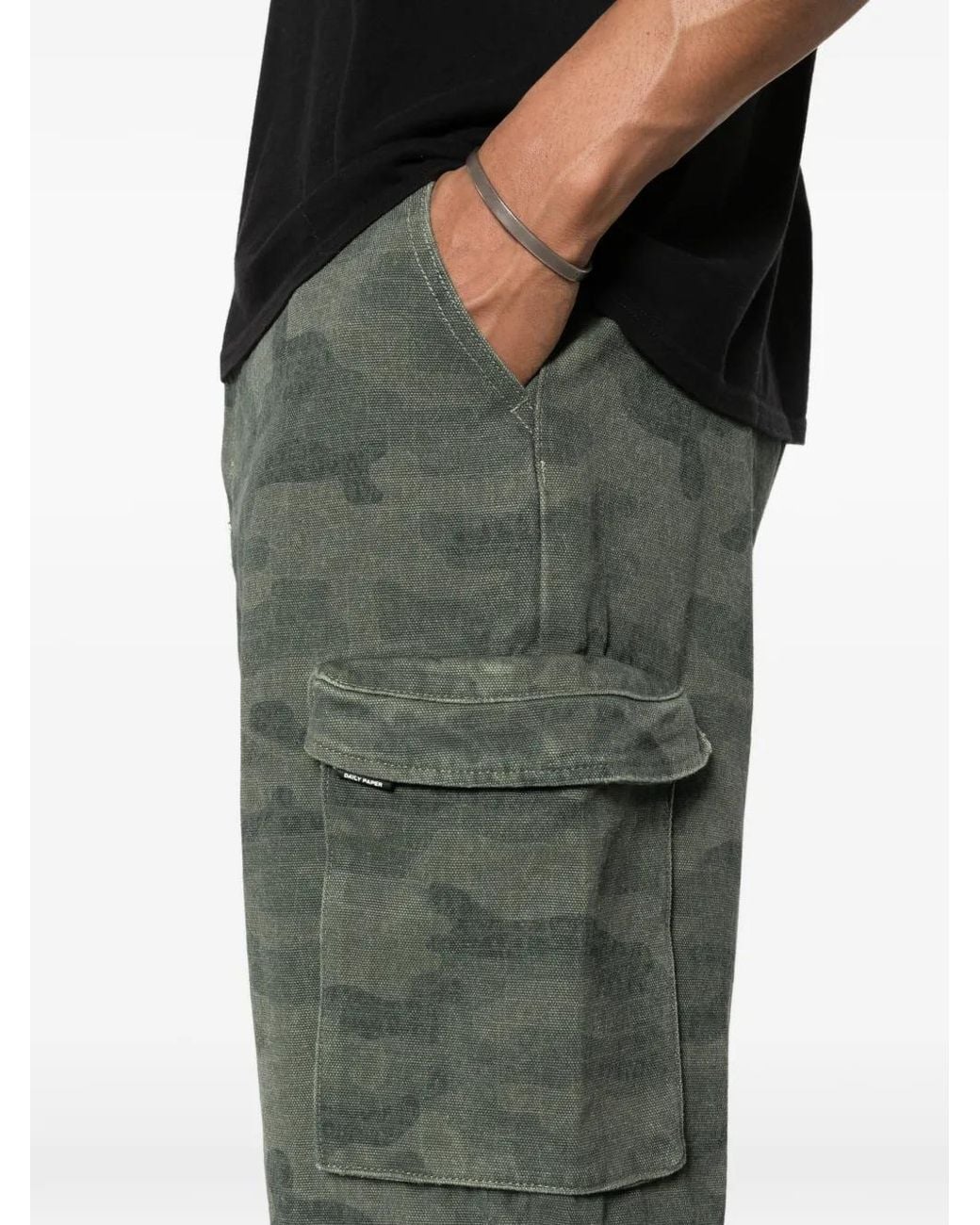 Daily Paper Green Camouflage Cargo Shorts for men