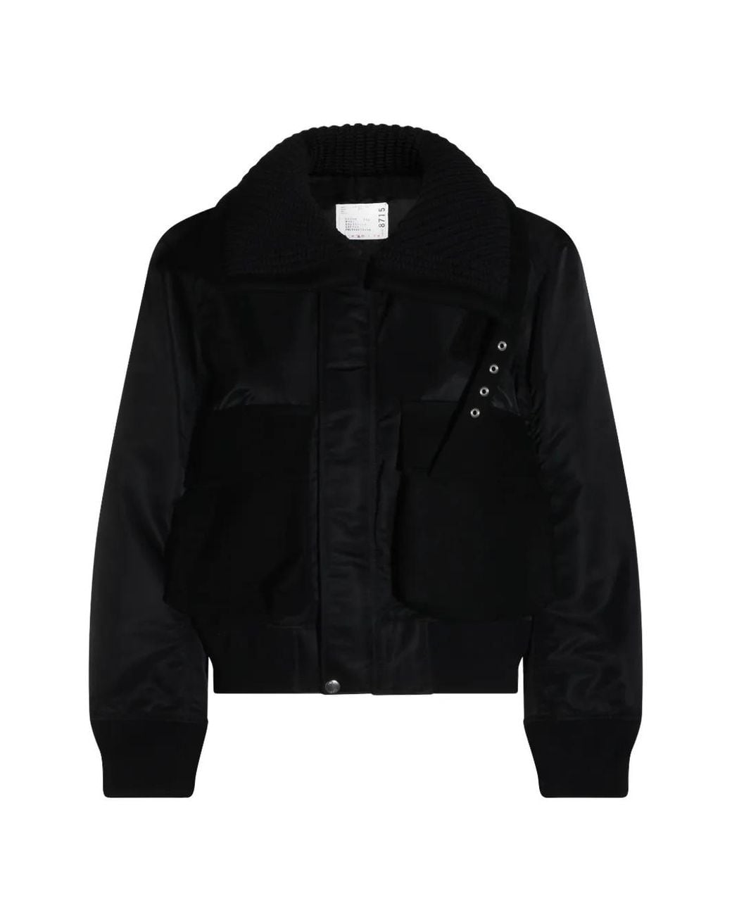 Sacai Black Ribbed-Knit Collar Jacket