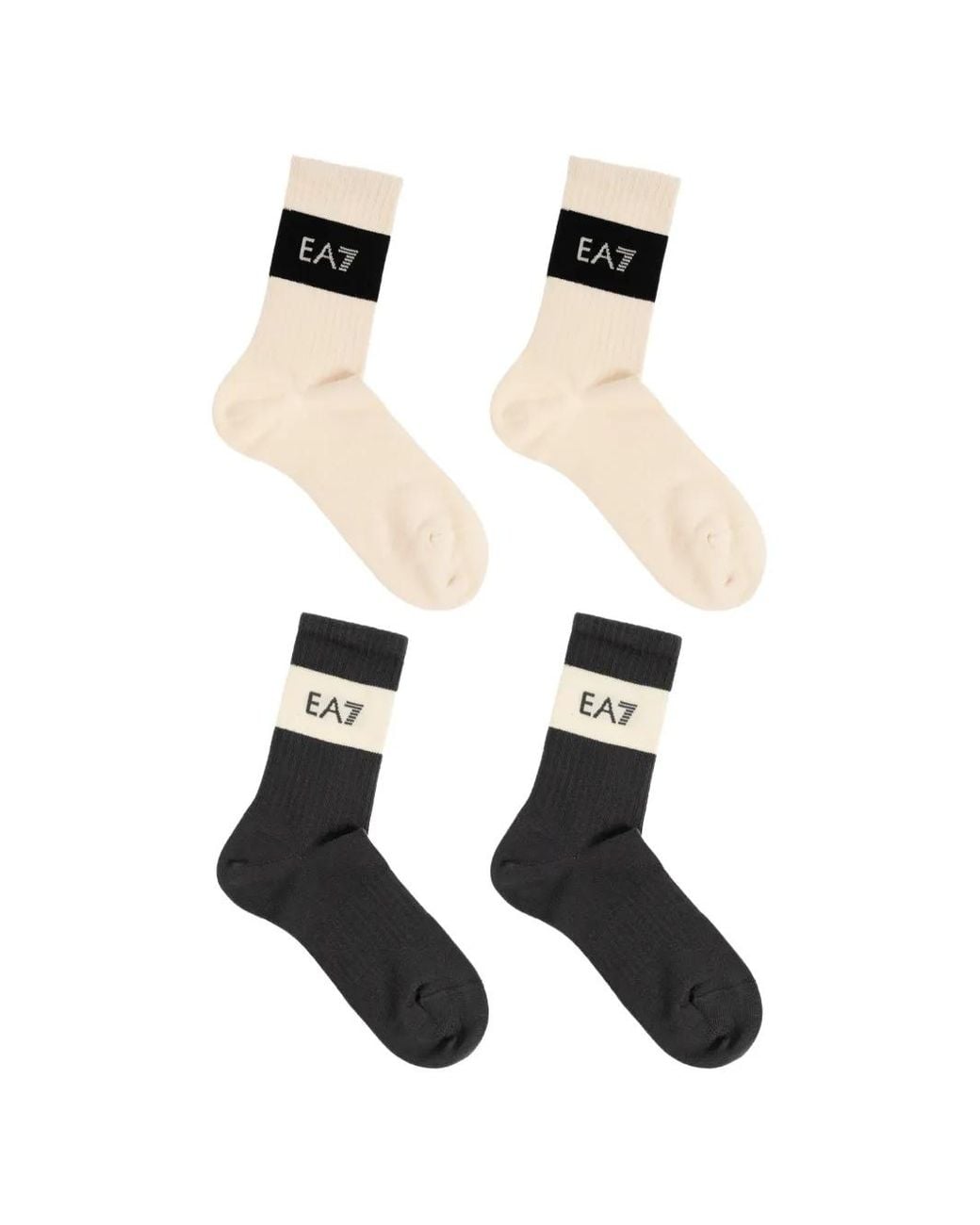 EA7 White Tennis Pro Logo-Print Ribbed Socks (Set Of Two)