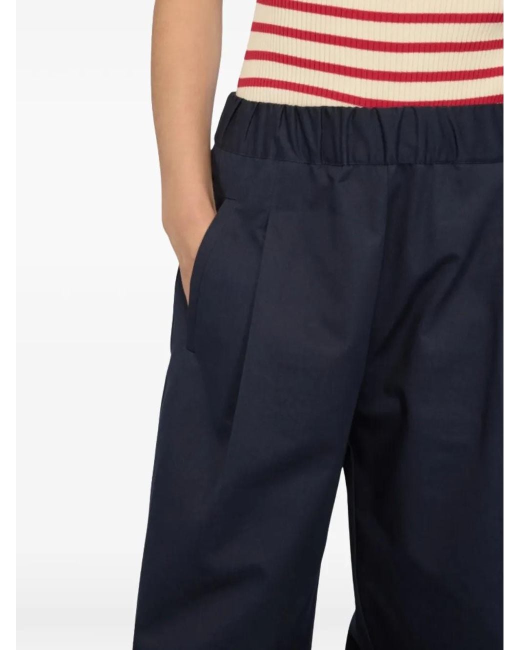 Semicouture Blue Side-Pocket Palazzo Pants