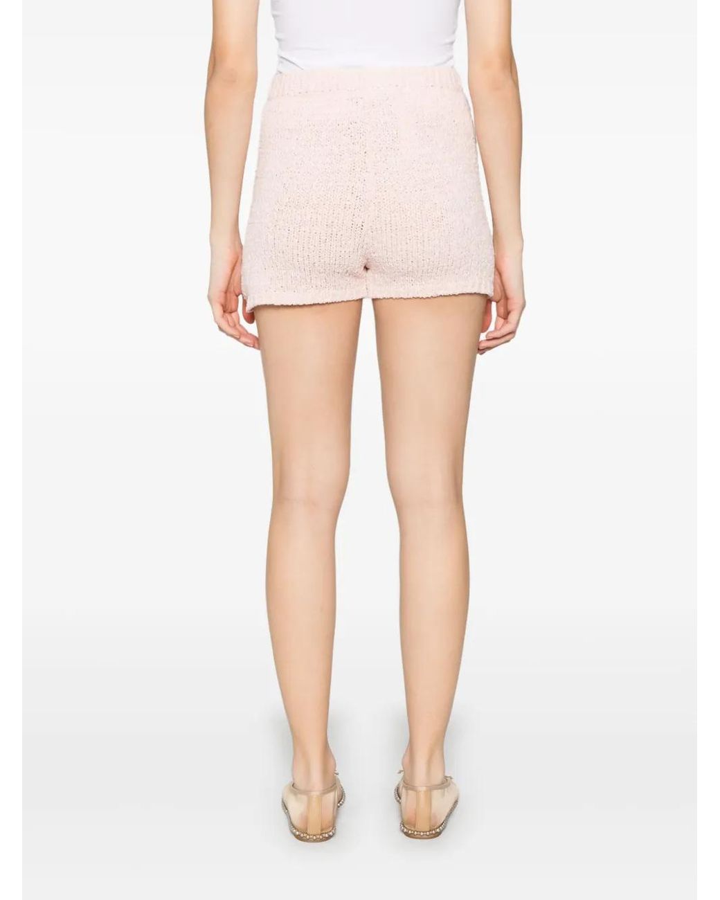Twinset Pink Oval T-Buttons Knitted Shorts