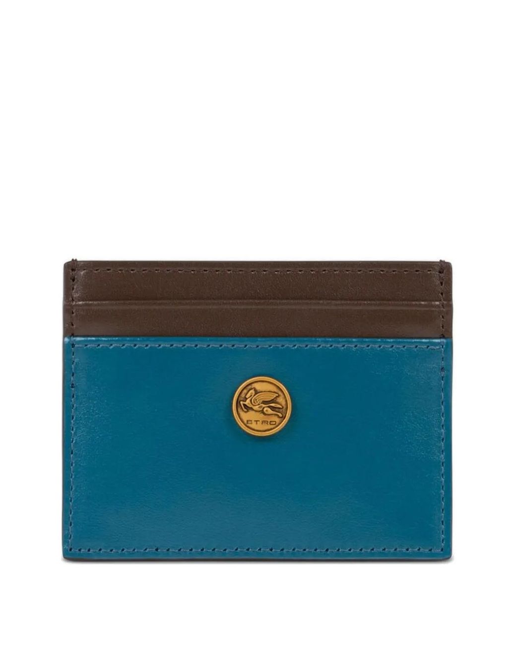 Etro Blue Pegaso-Plaque Cardholder