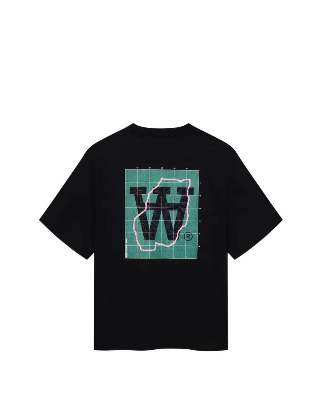 WOOD WOOD Black T-Shirt En Coton À Logo Imprimé Wwliam Map for men