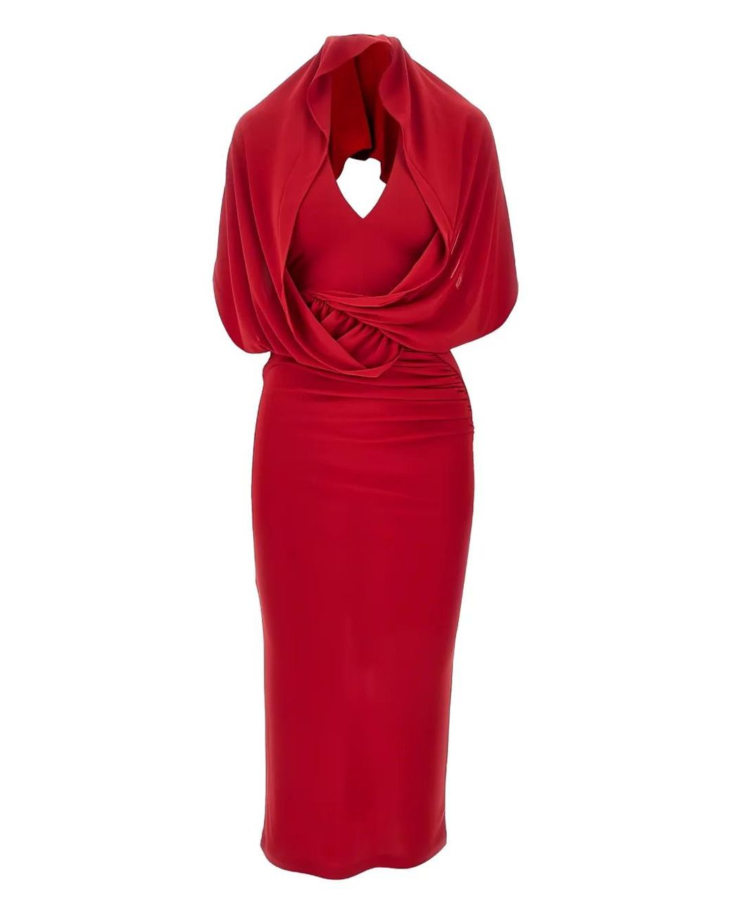ANDAMANE Red Annie Open-Back Midi Dress