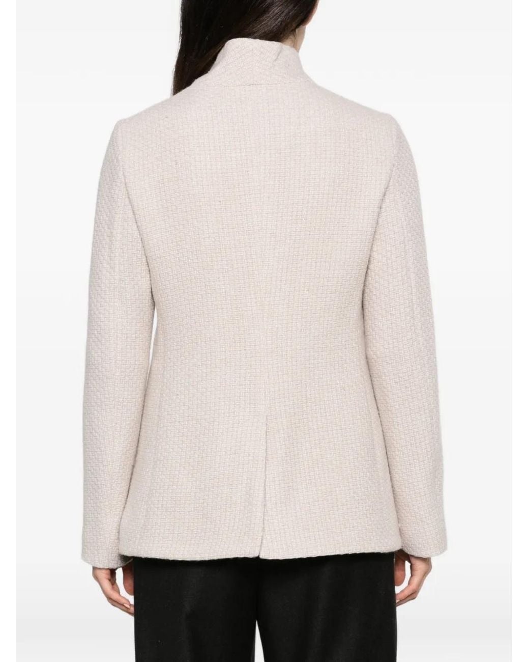 Emporio Armani White High-Neck Textured Jacket