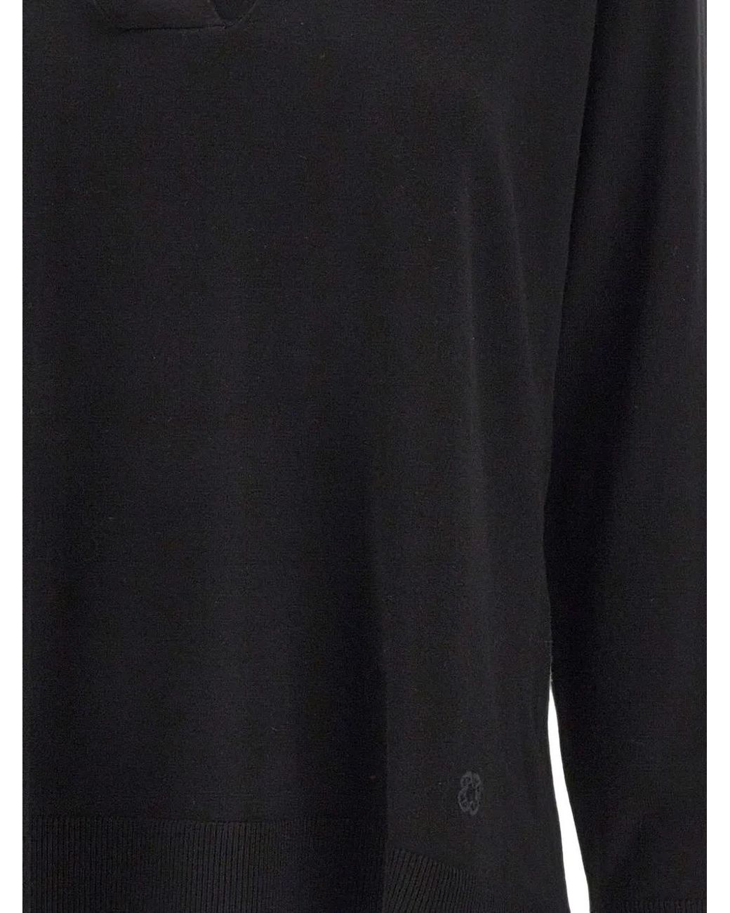 Elena Miro Blue Side-Slit V-Neck Sweater