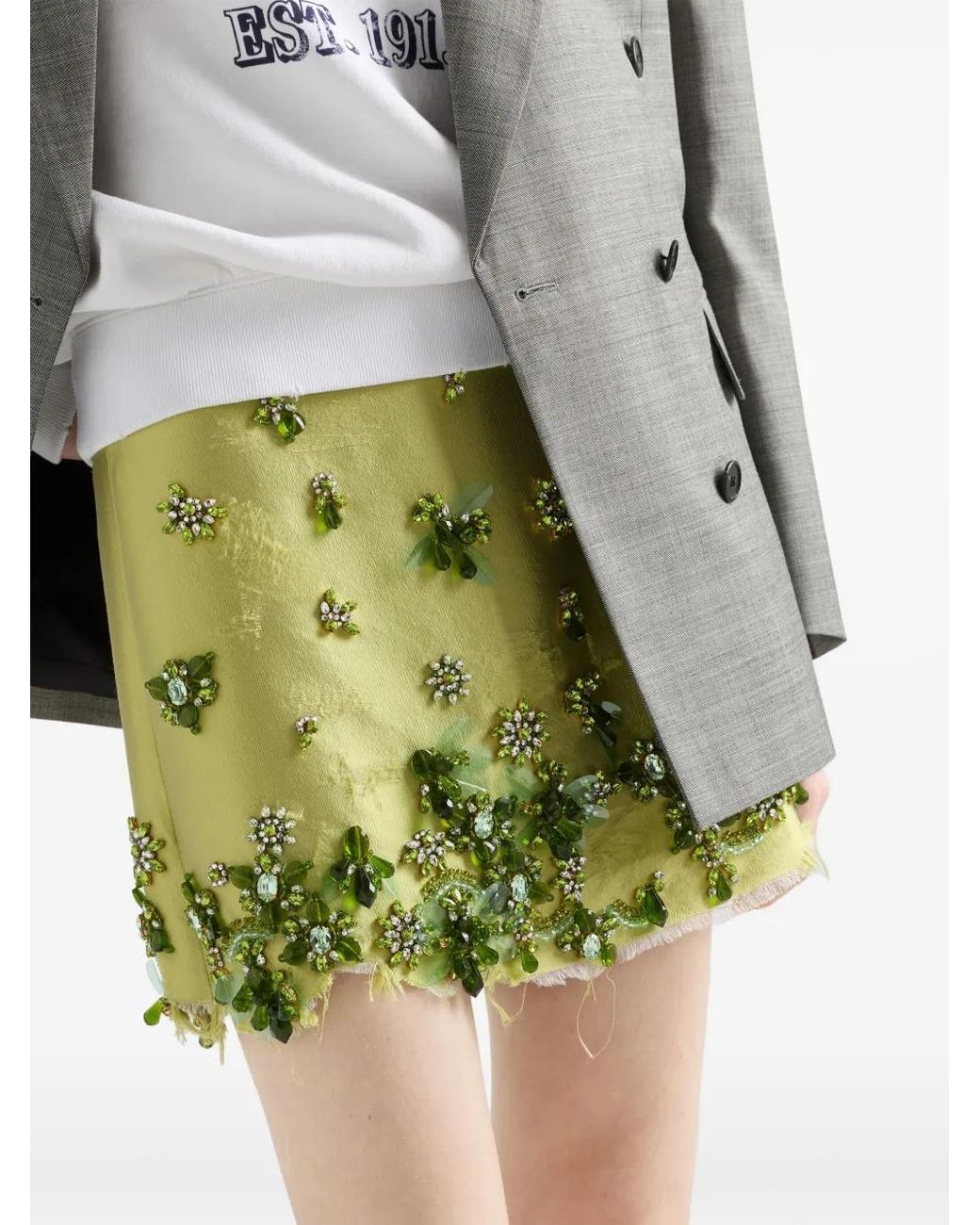 【送料&関税込】Prada Grass Green Suede Mini Skirt Prada Suede Mini Skirt in Green | Lyst UK