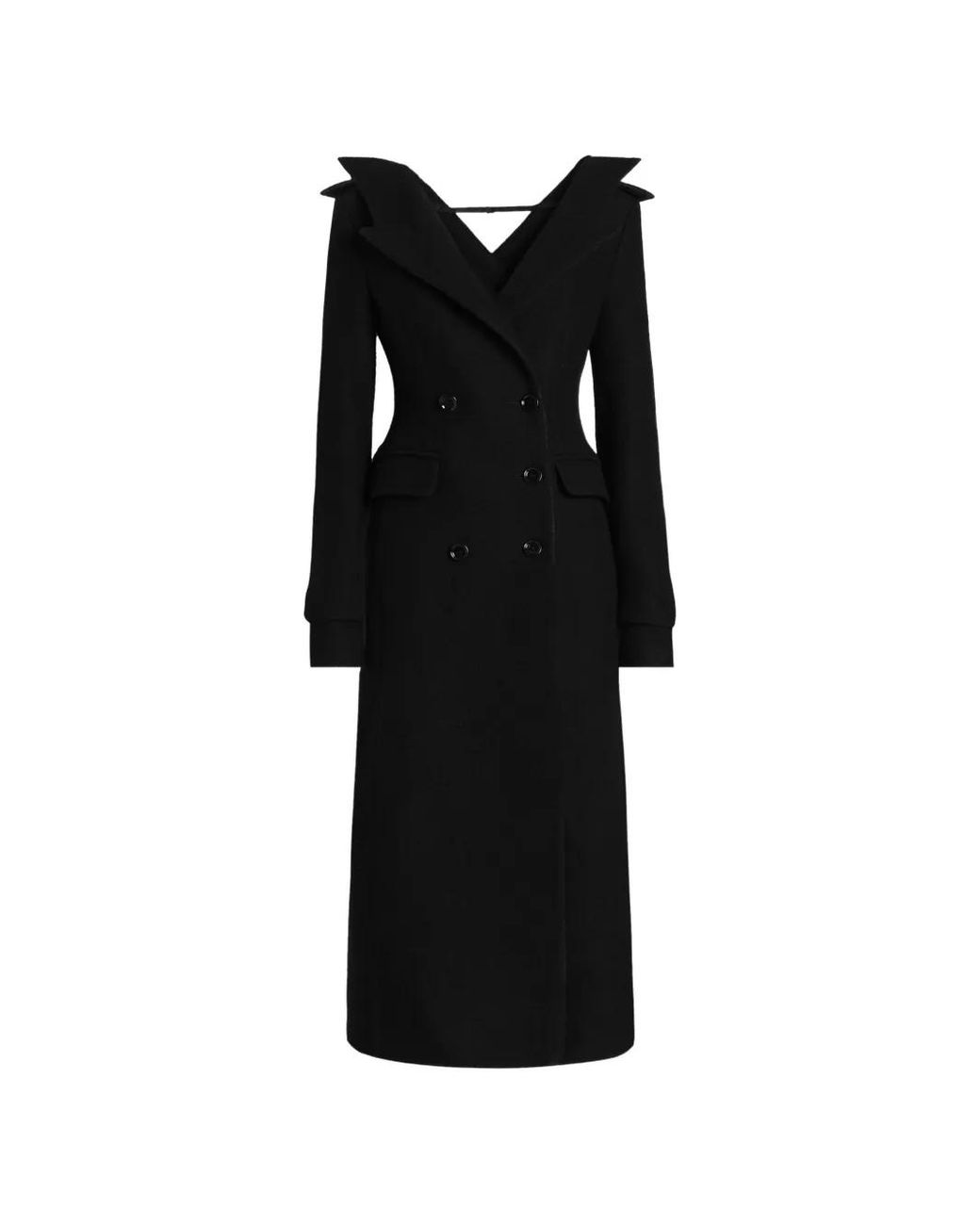 Dolce & Gabbana Black Peak-Lapel Double-Breasted Coat