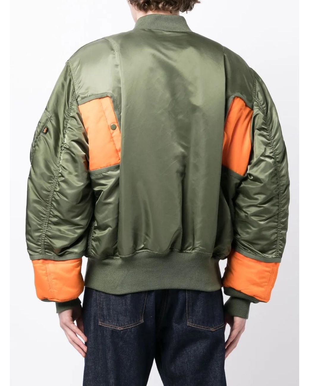 Junya Watanabe Green Colour-Block Panelled Bomber Jacket for men
