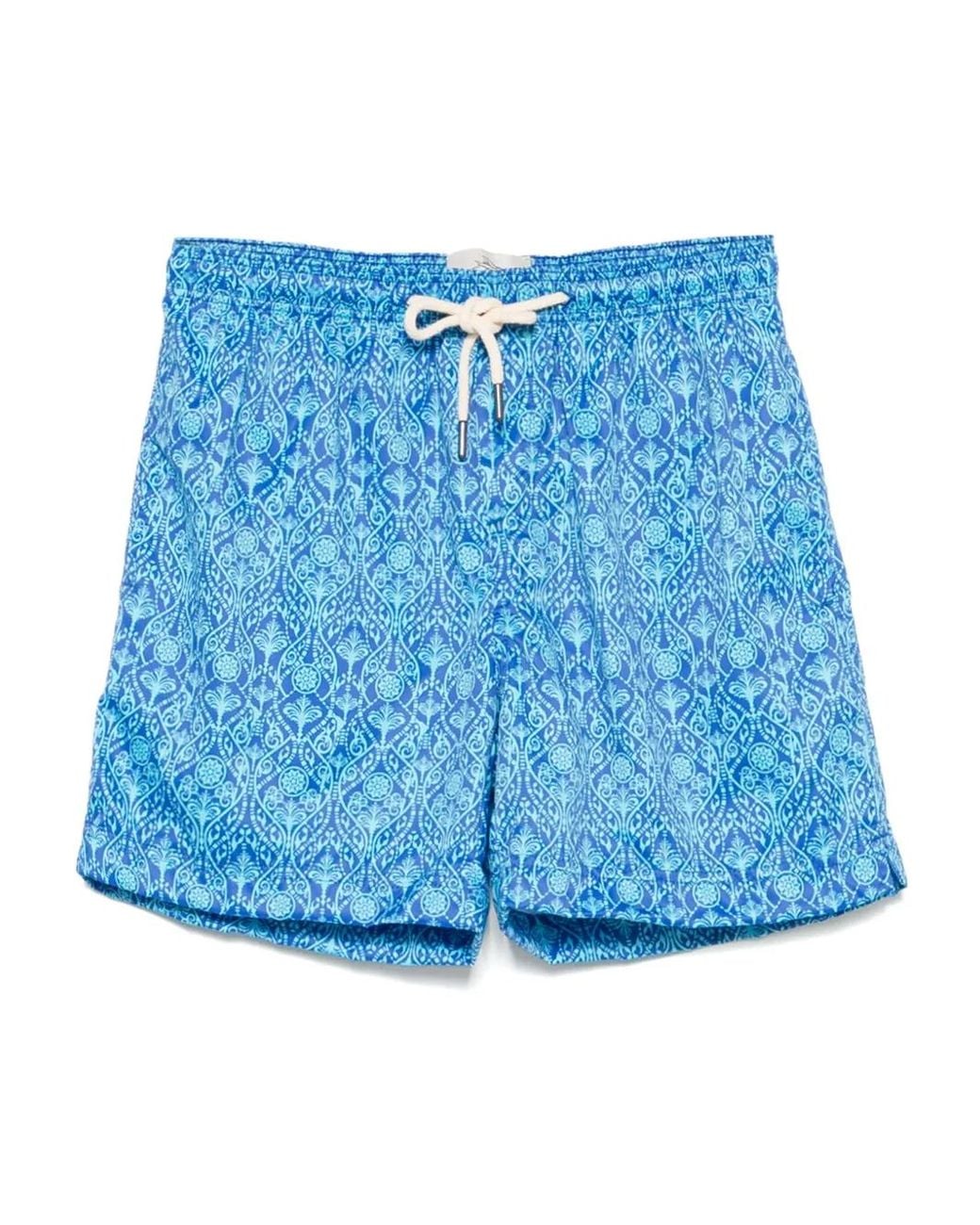 Peninsula Blue Patterned Swim Shorts for men