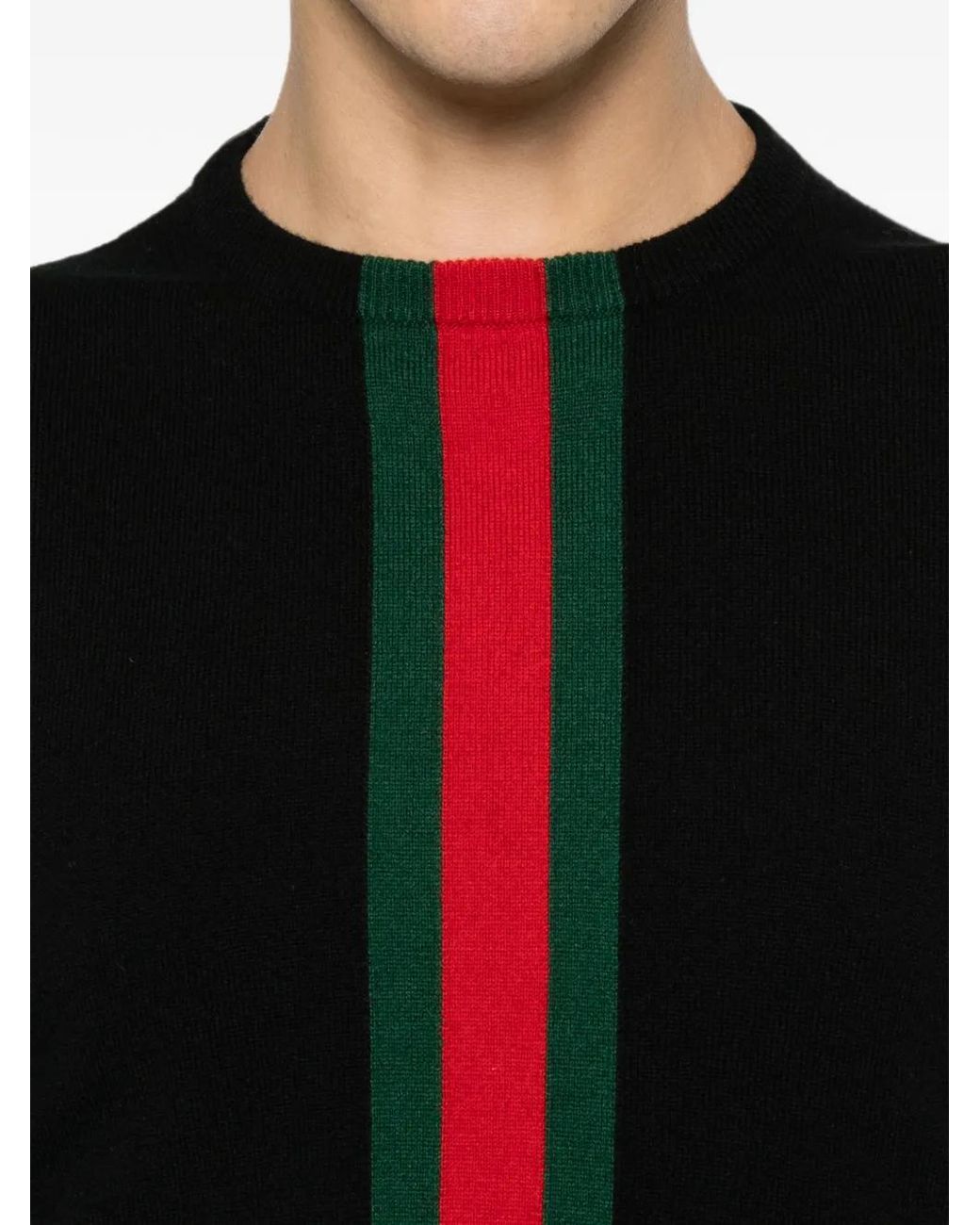 Gucci Black Web-Stripe Cashmere Sweater for men
