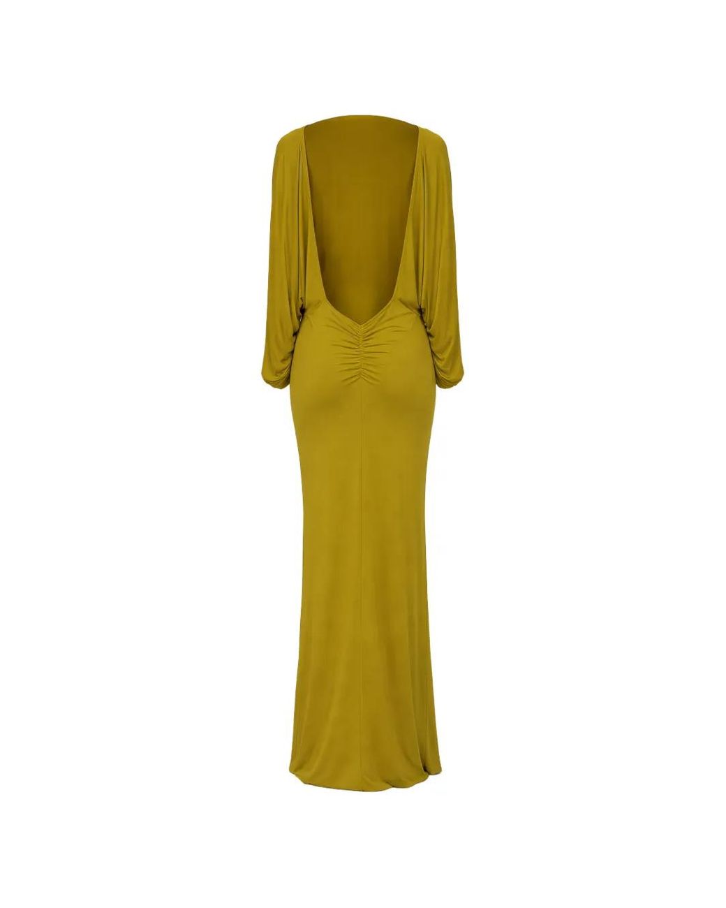 De La Vali Yellow Devana Open-Back Maxi Dress