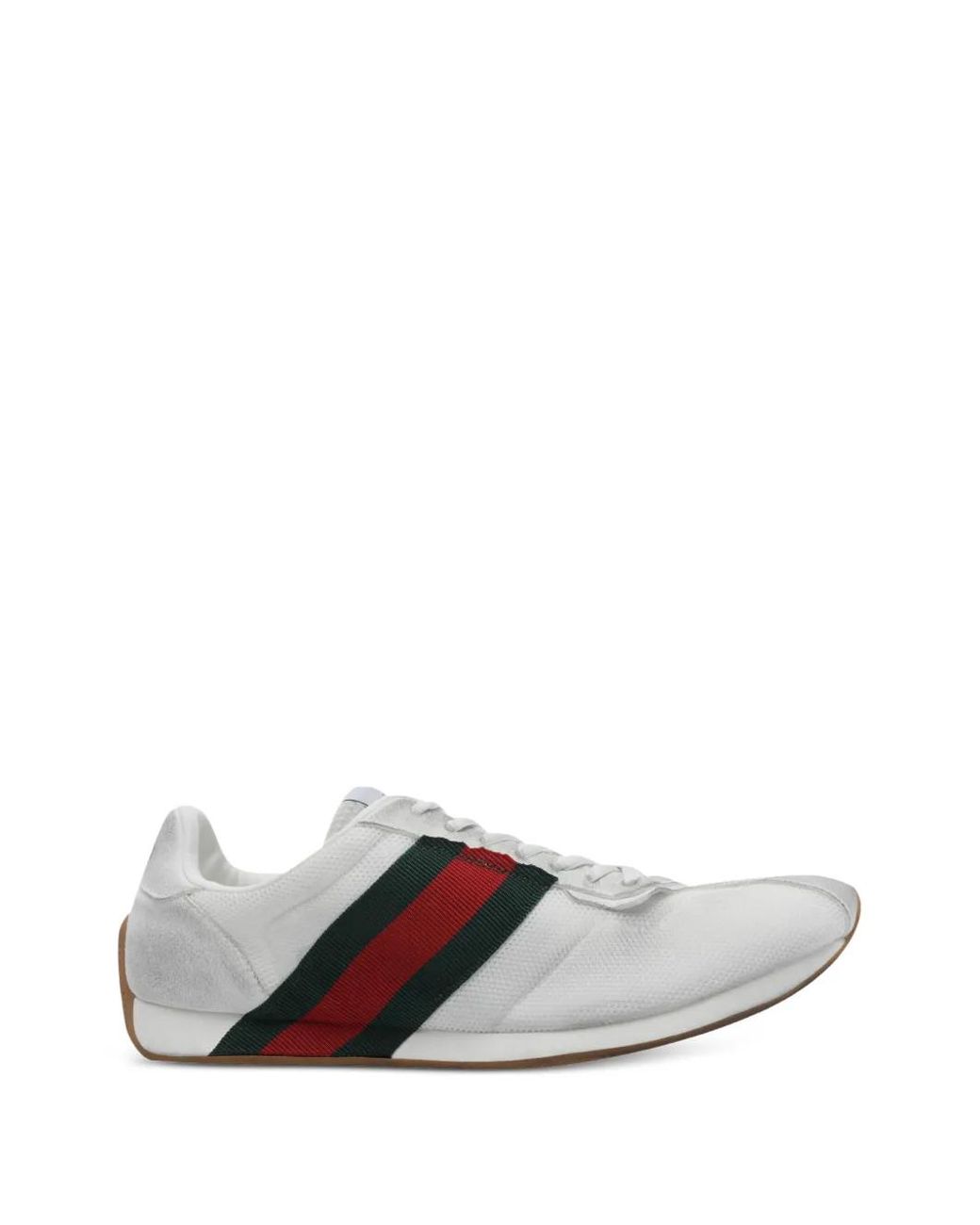 Gucci White Tempo Web-Stripe Panelled Sneakers for men