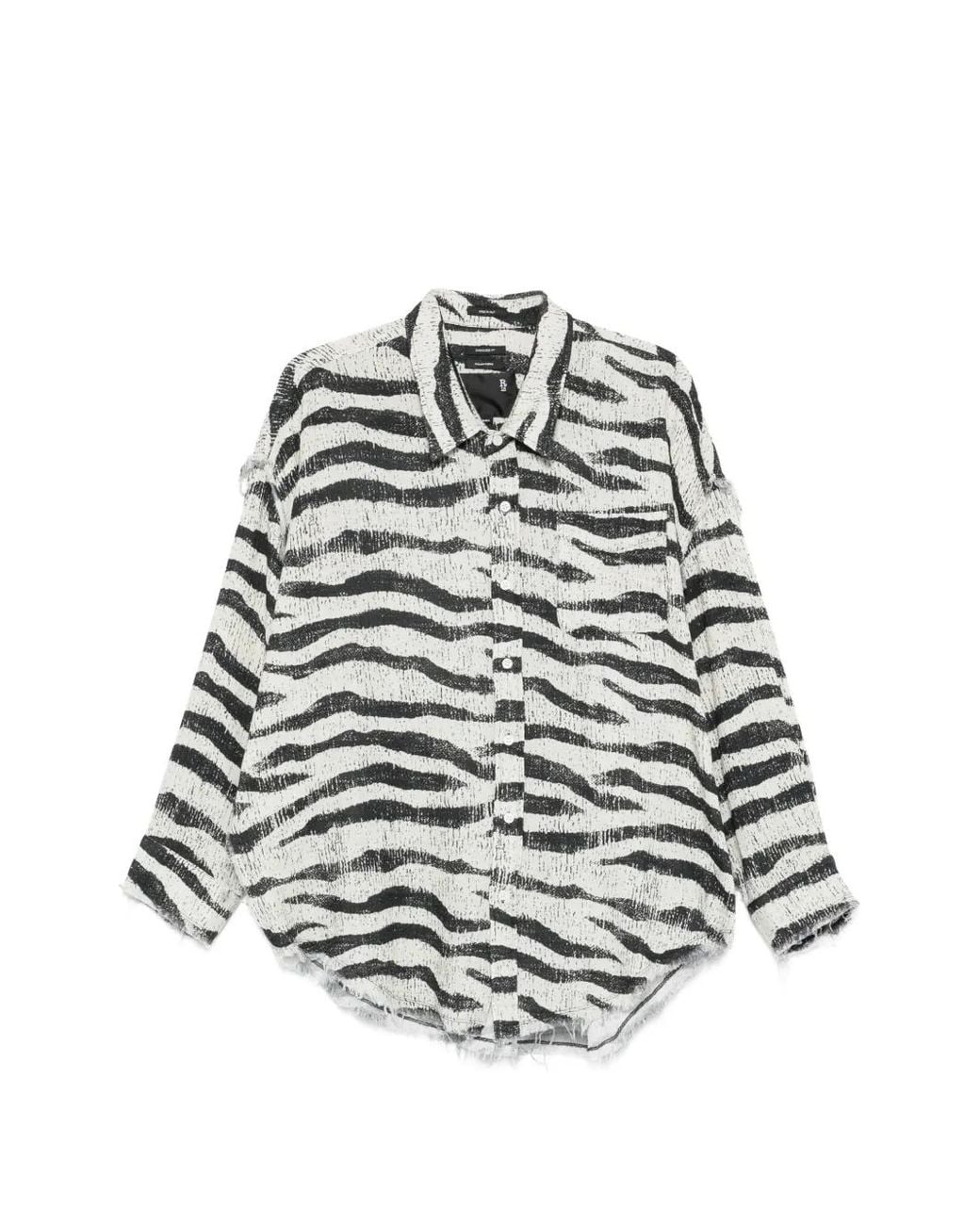 R13 White Zebra Frayed Shirt