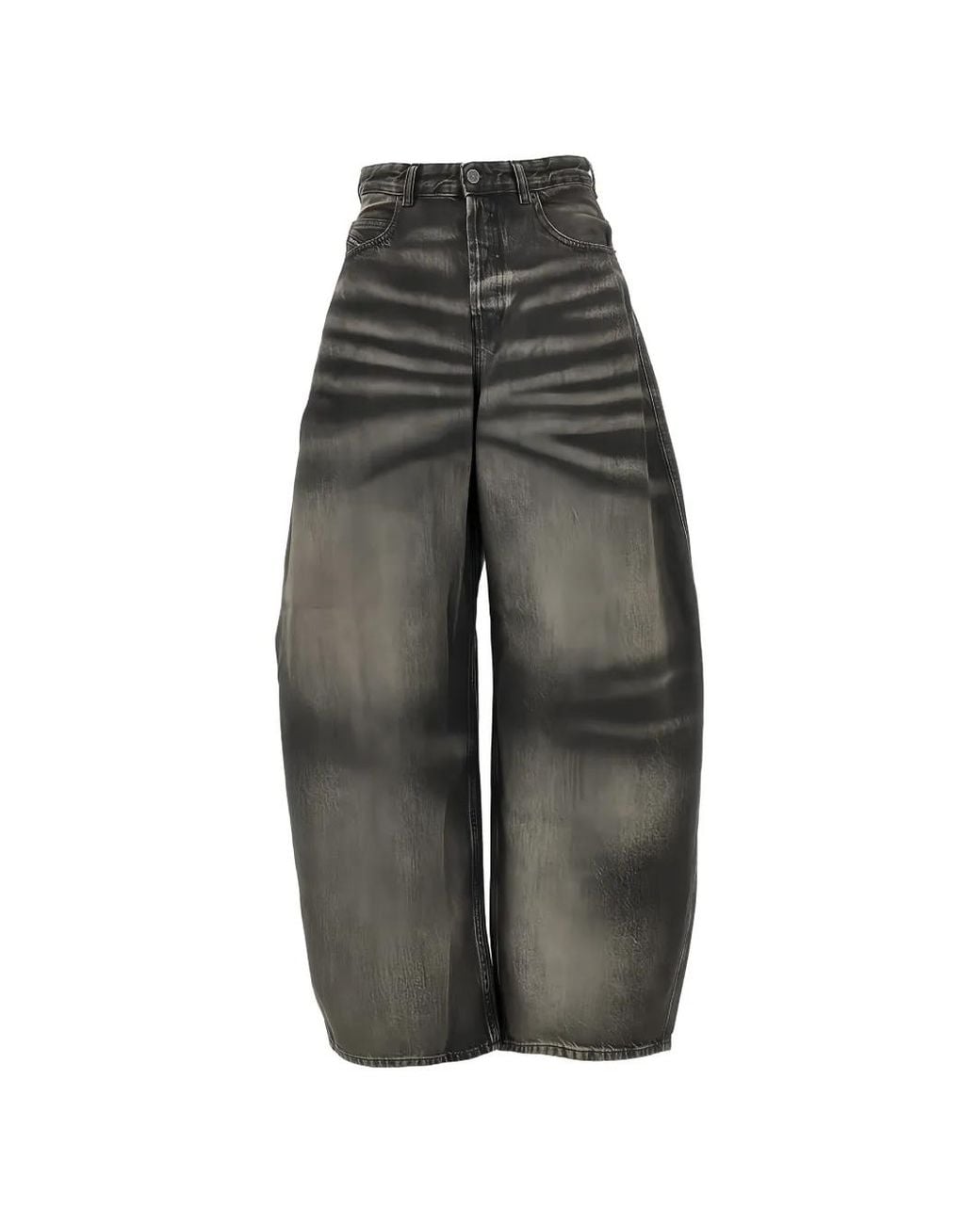 DIESEL Gray Faded-Effect Wide-Leg Jeans