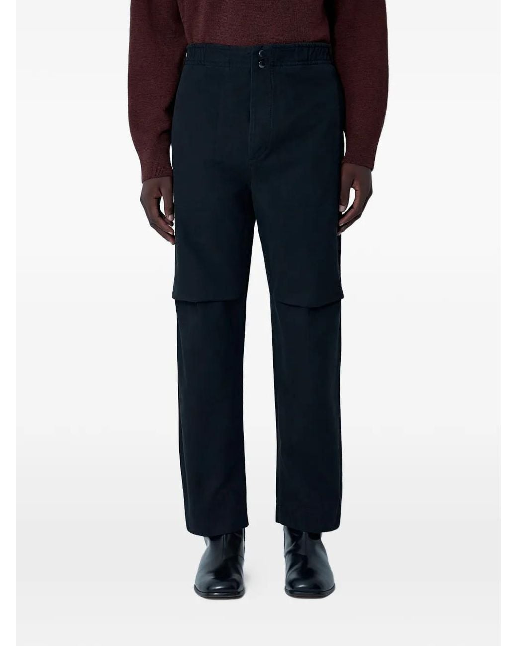MHL by Margaret Howell Blue Press Stud Elasticated Trousers for men