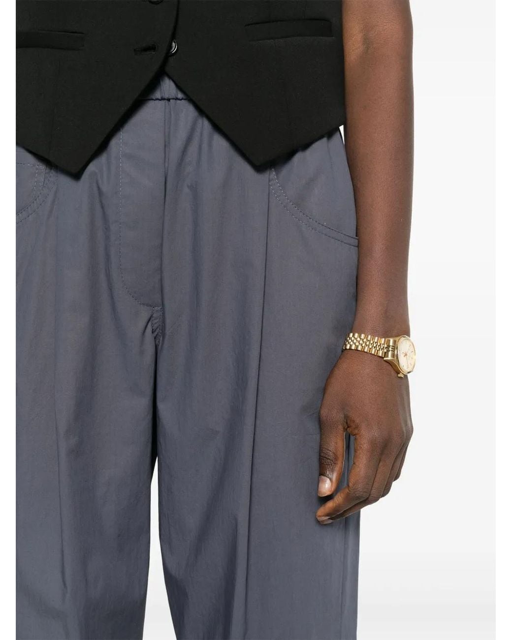 Brunello Cucinelli Blue Cotton Tapered Trousers