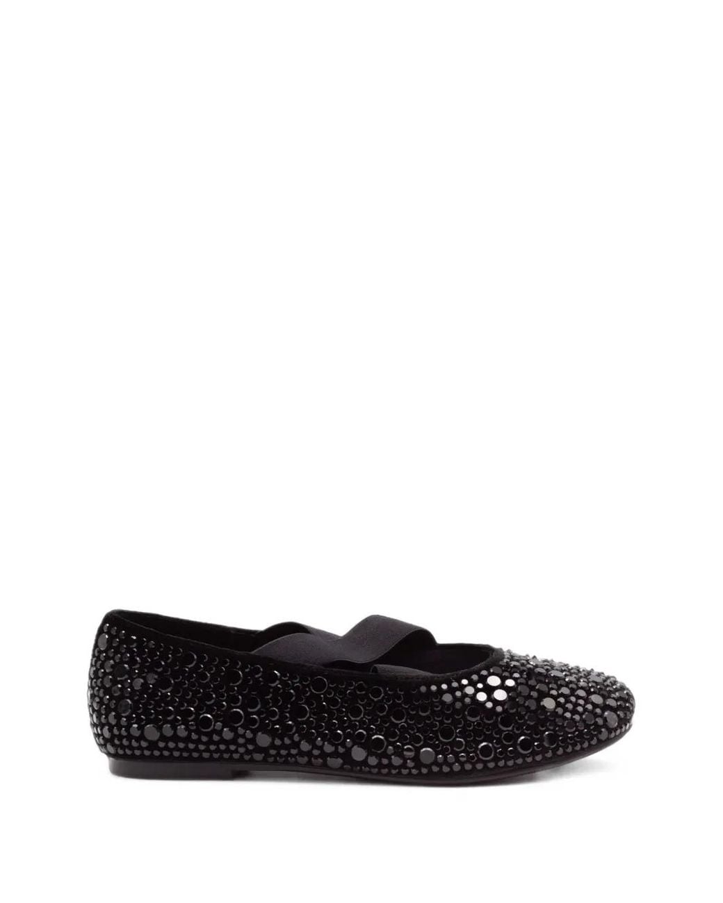 Twentyfourhaitch White Ballerines À Détails De Clous Et Finitions Élastiquées