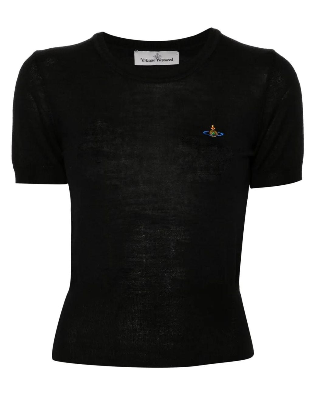 Vivienne Westwood Black Merino Wool-Silk Blend Knit Top
