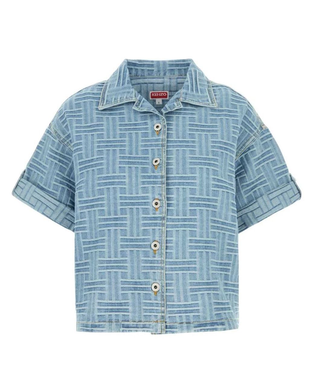 KENZO Blue Embroidered Denim Shirt