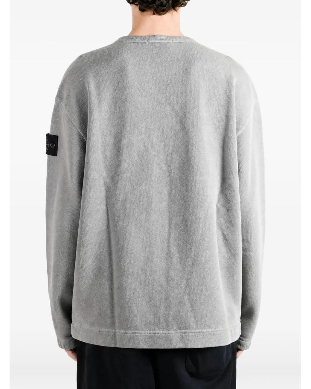 Stone Island Gray 6100028 Mineral Dyed Cotton Fleece Sweatshirt for men