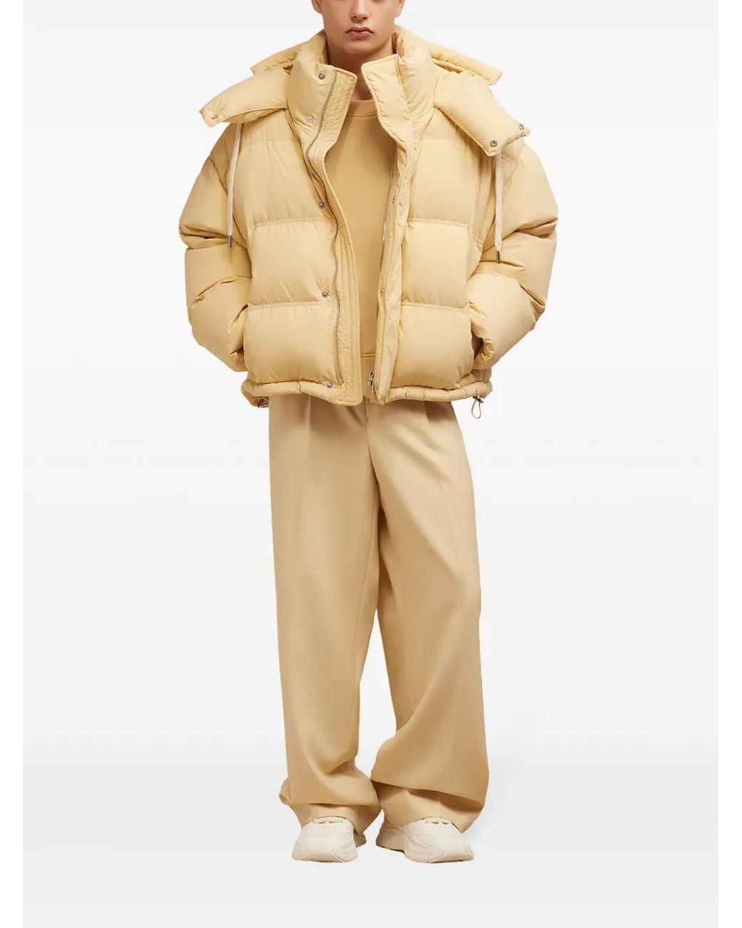 AMI Natural Logo-Patch Padded Jacket
